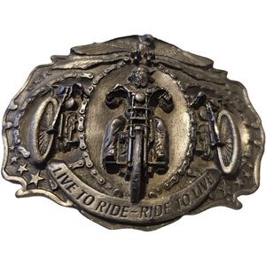 🏍 1987 Bergamot Motorcycle Belt Buckle